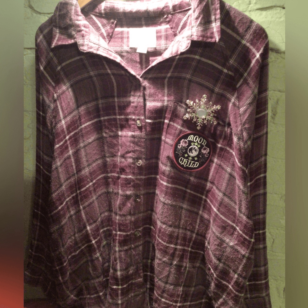 NEW! custom Upcycled Bohemian Flannel shirt